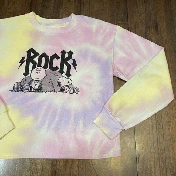 Peanuts Snoopy & Charlie Brown Rock Out Tie Dye Sweatshirt - Picture 6 of 10